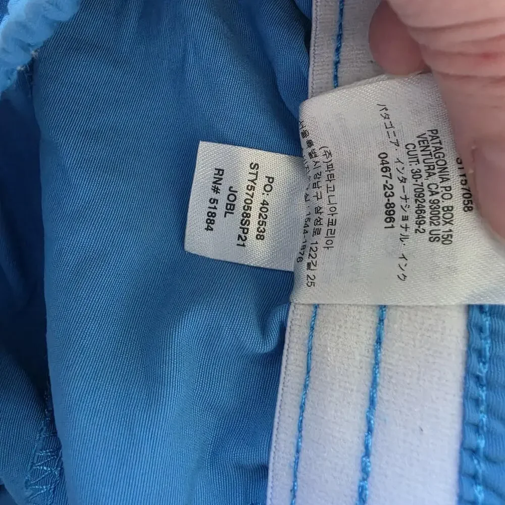 Patagonia Shorts Mens XL Baggies Blue Swim Trunks Quick Dry Nylon Drawstring